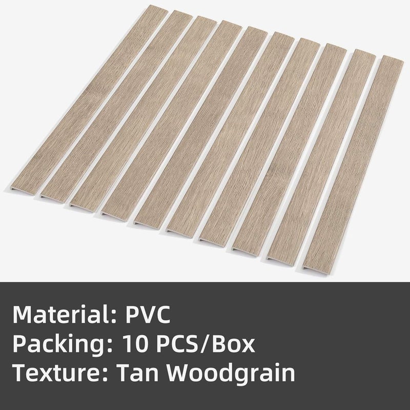 Tilingview 10 Pcs Peel and Stick Tile Trim Edge, Self-Adhesive 12" PVC Molding Edging for Kitchen Backsplash (Tan Woodgrain) - Image 2